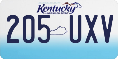 KY license plate 205UXV
