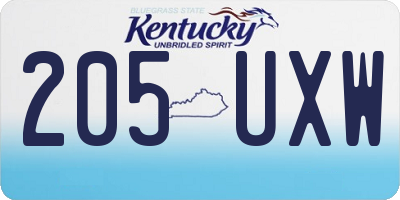 KY license plate 205UXW