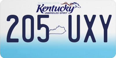 KY license plate 205UXY