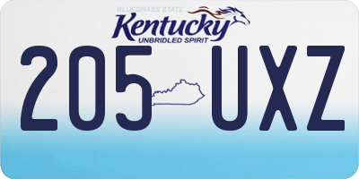KY license plate 205UXZ