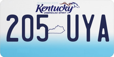 KY license plate 205UYA