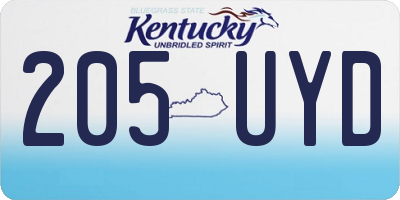 KY license plate 205UYD