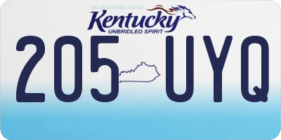 KY license plate 205UYQ