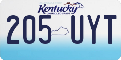 KY license plate 205UYT