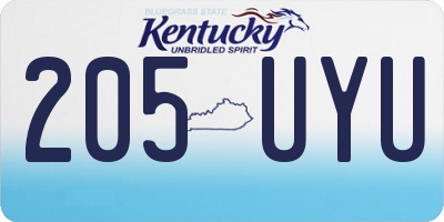 KY license plate 205UYU