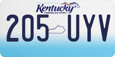 KY license plate 205UYV