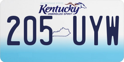 KY license plate 205UYW