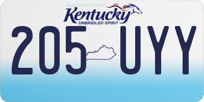 KY license plate 205UYY