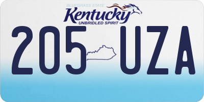 KY license plate 205UZA