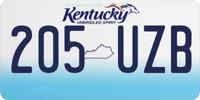 KY license plate 205UZB