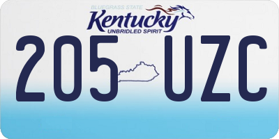 KY license plate 205UZC
