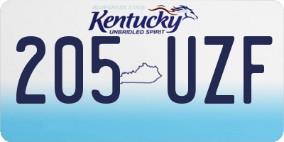 KY license plate 205UZF