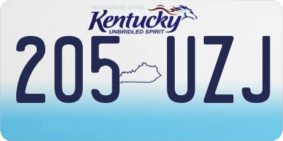 KY license plate 205UZJ