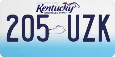 KY license plate 205UZK