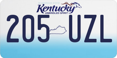 KY license plate 205UZL