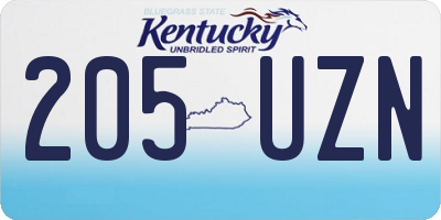 KY license plate 205UZN