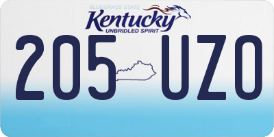 KY license plate 205UZO