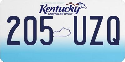 KY license plate 205UZQ