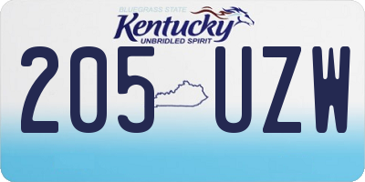 KY license plate 205UZW