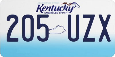 KY license plate 205UZX
