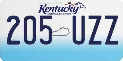 KY license plate 205UZZ