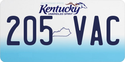 KY license plate 205VAC