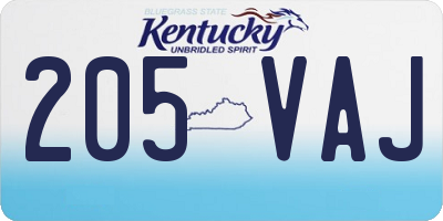 KY license plate 205VAJ