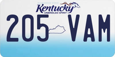 KY license plate 205VAM