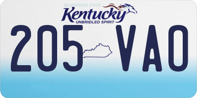 KY license plate 205VAO