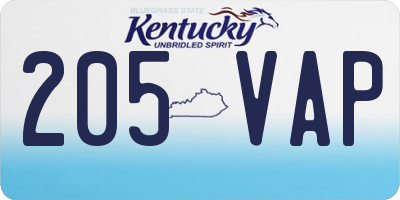 KY license plate 205VAP