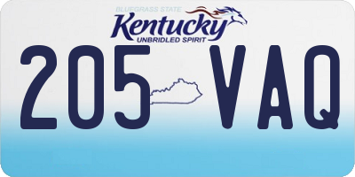 KY license plate 205VAQ