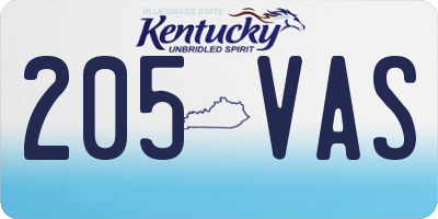 KY license plate 205VAS