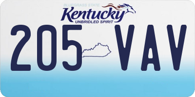 KY license plate 205VAV