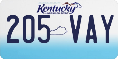 KY license plate 205VAY