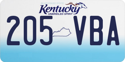KY license plate 205VBA