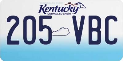 KY license plate 205VBC