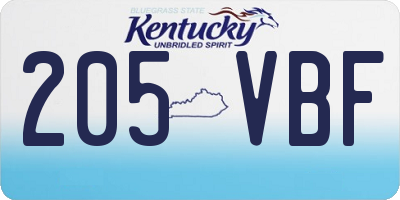 KY license plate 205VBF