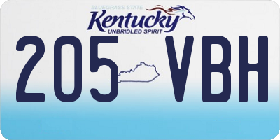 KY license plate 205VBH