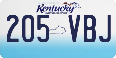 KY license plate 205VBJ