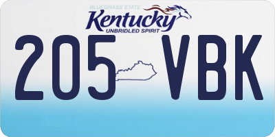 KY license plate 205VBK