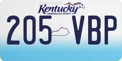 KY license plate 205VBP
