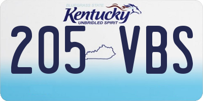 KY license plate 205VBS