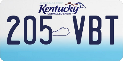 KY license plate 205VBT