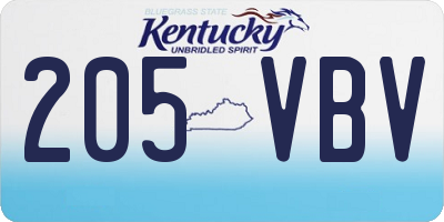 KY license plate 205VBV