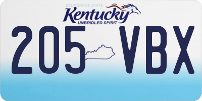 KY license plate 205VBX