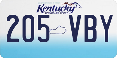 KY license plate 205VBY