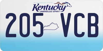 KY license plate 205VCB