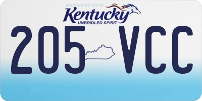 KY license plate 205VCC