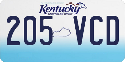 KY license plate 205VCD