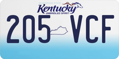 KY license plate 205VCF